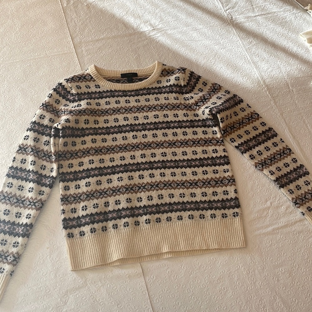 Neutral color patterned J. Crew sweater